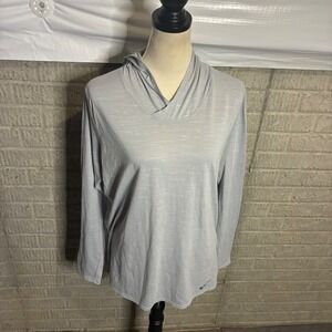 Nike Dri-FIT Womens XXL Gray Space Dye Hooded Long Sleeve Shirt Activewear Top